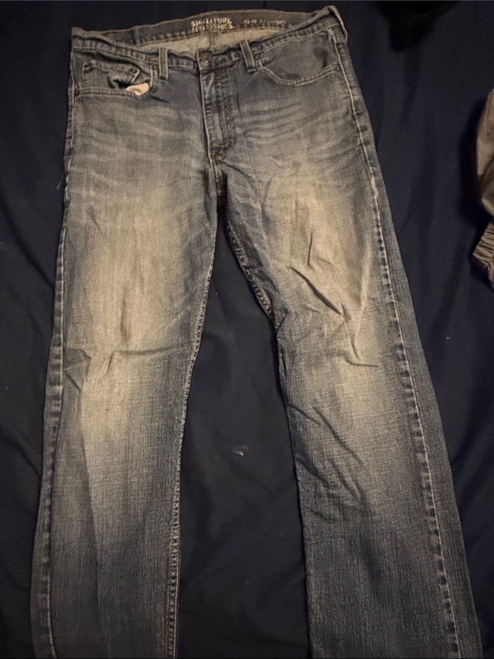 Signature by Levi Strauss Men's Washed Blue Straight Jeans